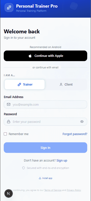 Personal Trainer Application 2