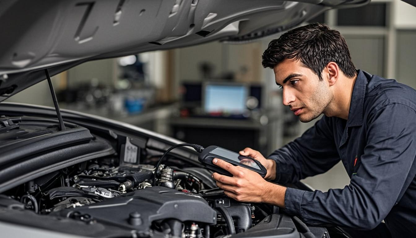 Vehicle diagnostics being performed at Apex Auto Service