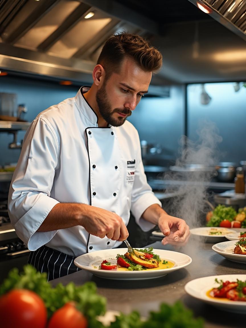 Our culinary team plating with precision