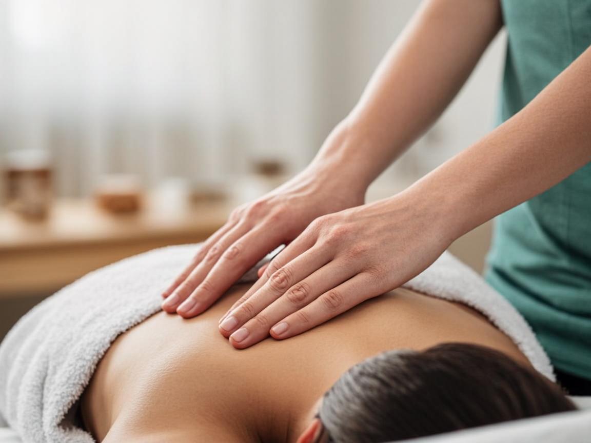 Close-up of manual therapy treatment - hands-on physiotherapy care