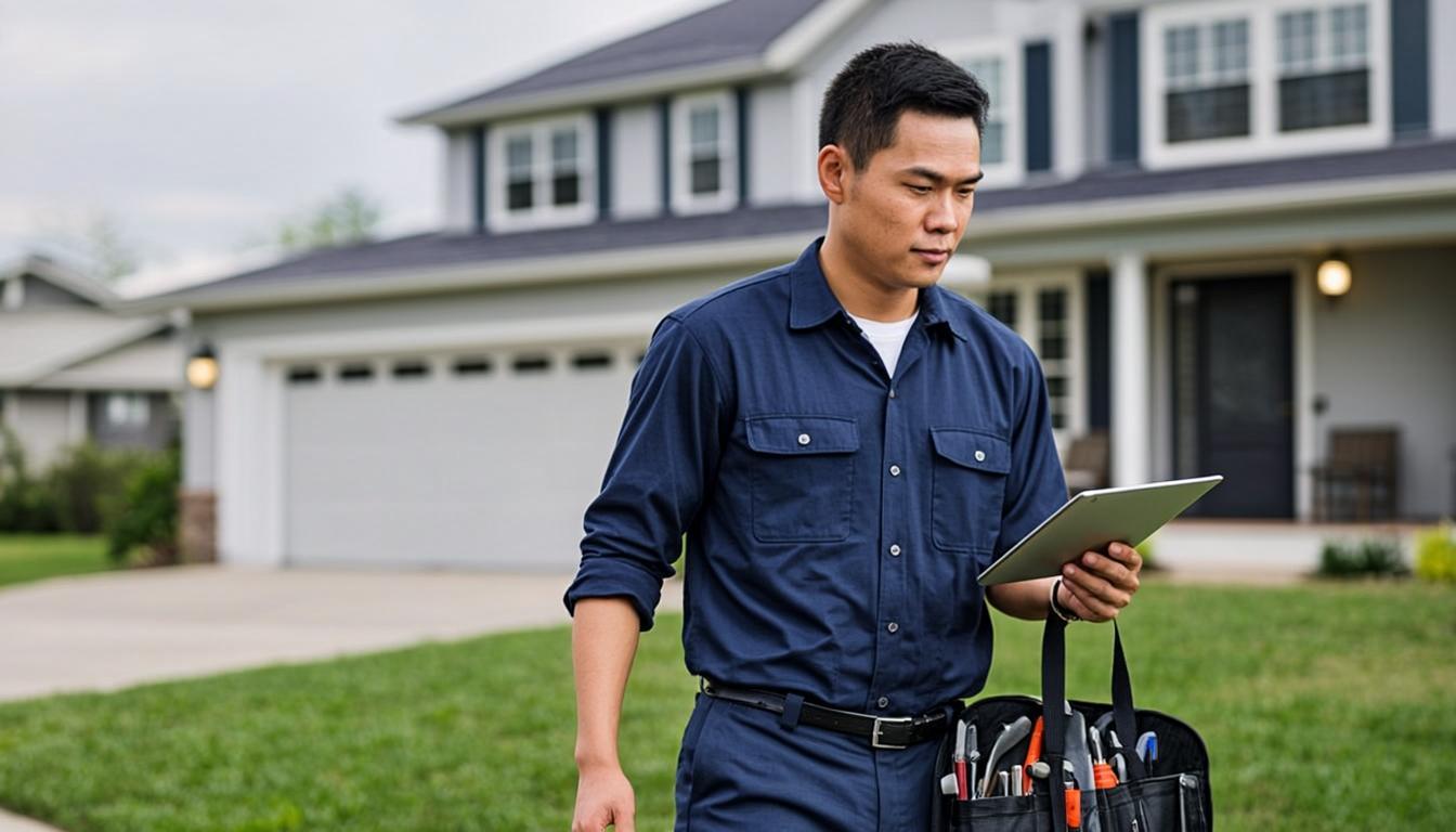 Professional plumber arriving at a home for service