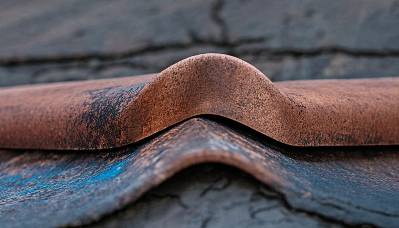 Copper flashing detail on slate roof