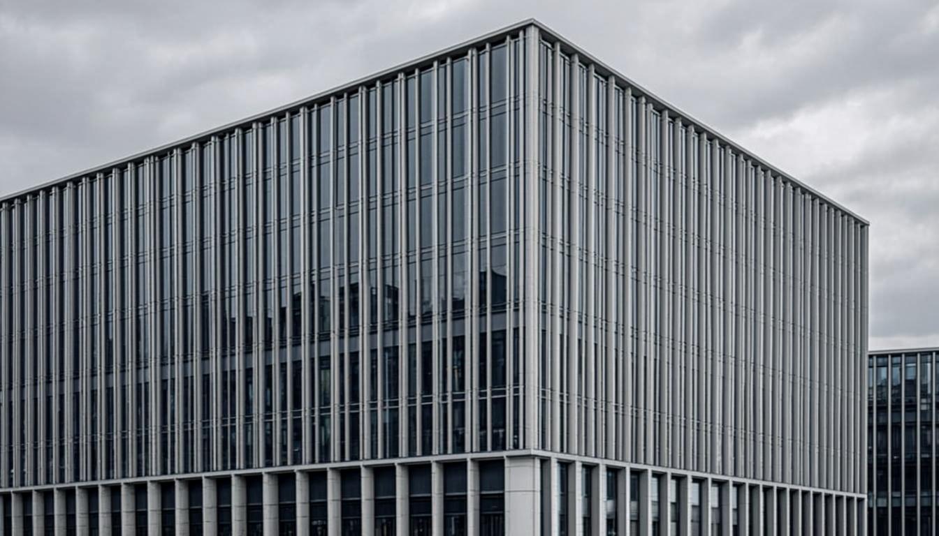 Architectural glass and aluminum facade installation