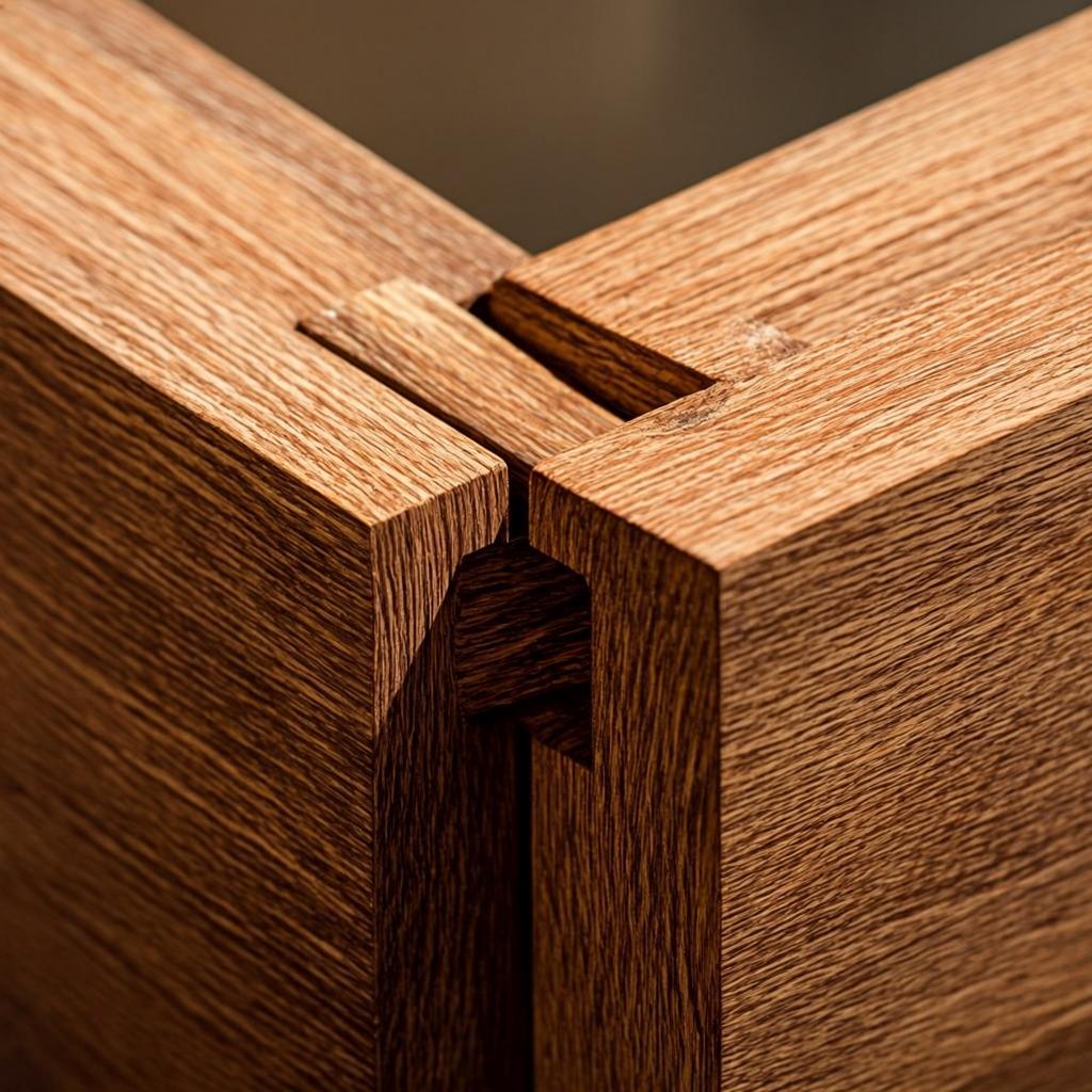 Precision wood joinery detail