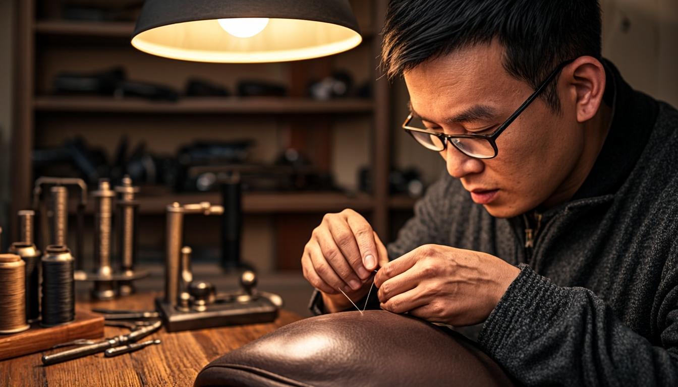 VALENTE workshop - hand-stitching a leather panel