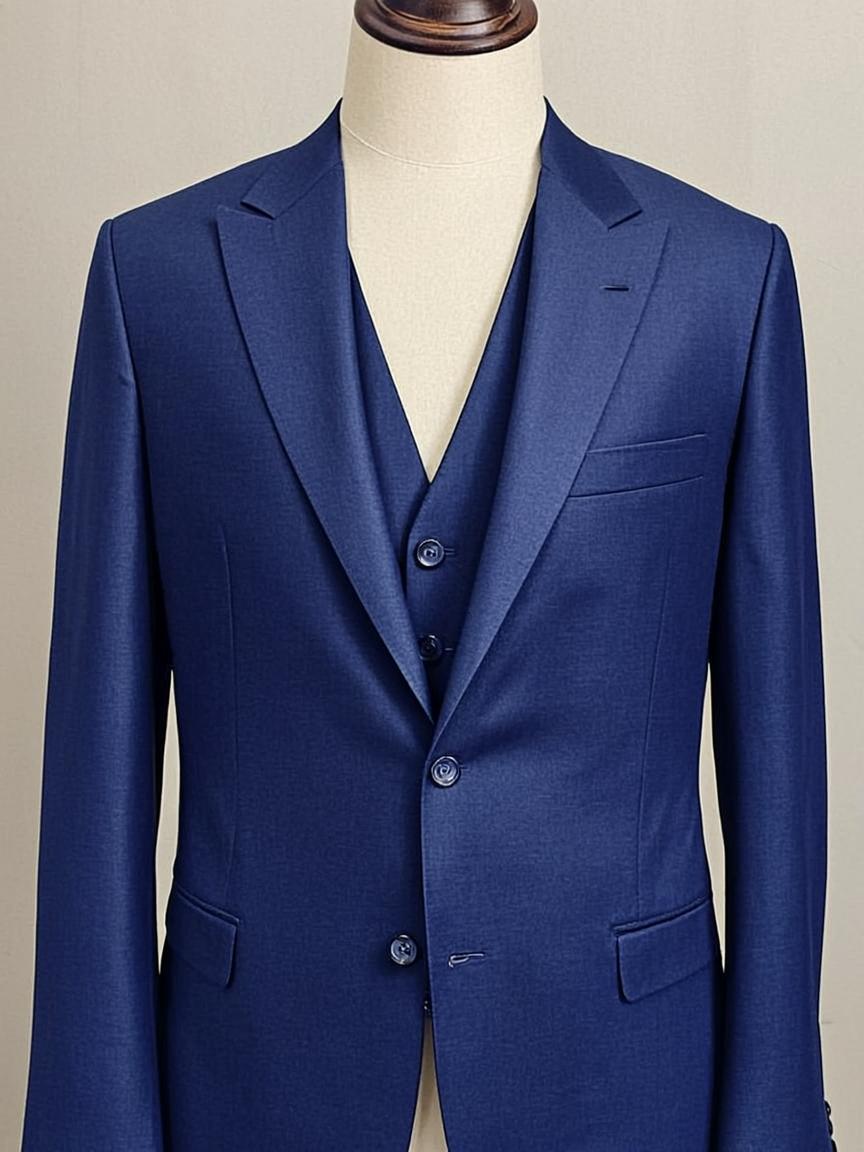 Three-Piece Wedding Suit Navy